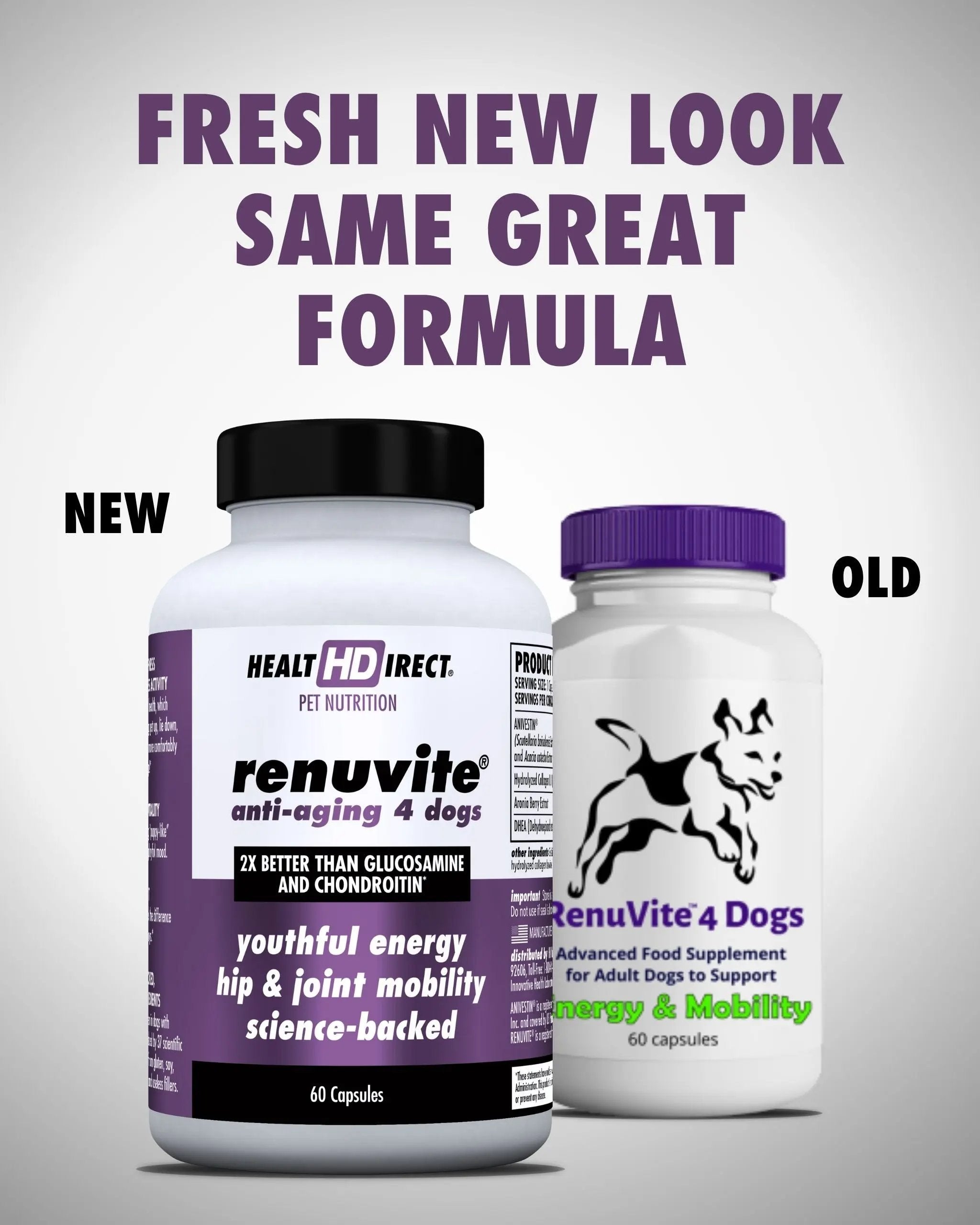 RenuVite® Anti-Aging 4 Dogs Health Direct - Old vs. New